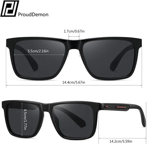 Vista 3 de Gafas de sol polarizadas de acetato para hombres y mujeres, diseño retro cuadrado para hombre, gafas de sol para conducción deportiva con protección