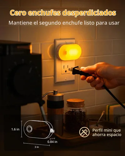 Vista 4 de Lyridz Luz nocturna ámbar enchufable con sensor de movimiento, paquete de 2