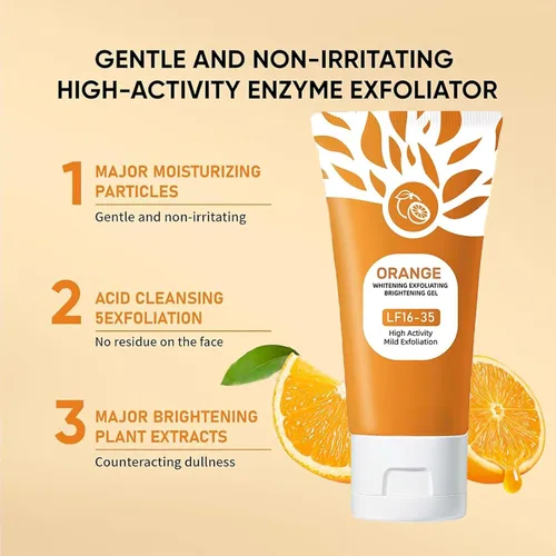 Vista 3 de Exfoliante de gel exfoliante naranja, exfoliante hidratante de limpieza profunda con enzimas, gel exfoliante purificante para cara y cuerpo