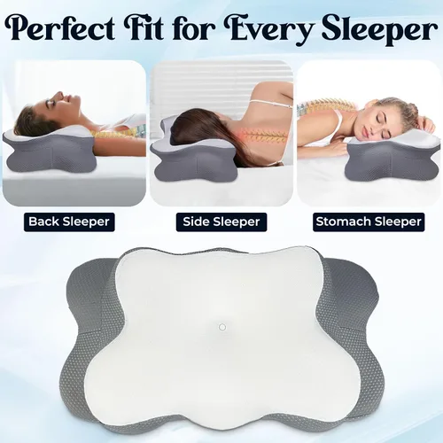 Vista 3 de Almohada cervical para el cuello para aliviar el dolor, almohada ergonómica para dormir de lado para apoyar el cuello, almohada refrescante