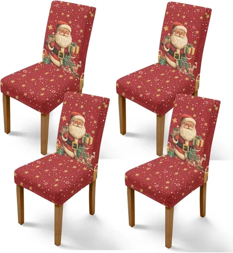 Vista 58 de Rnyleeg Juego de 1 fundas navideñas para sillas de comedor, color azul oscuro, fundas protectoras extraíbles y lavables para sillas de cocina