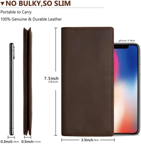 Vista 5 de Kattee cartera plegadiza clásica de cuero para hombre