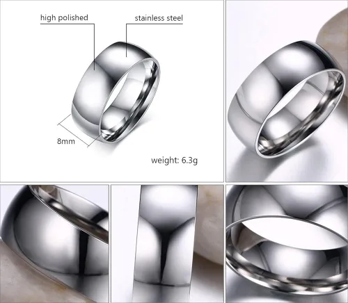 Vista 9 de TTVOVO Anillo para hombre de 0.079 in, 0.157 in, 0.236 in, 0.315 in, acero inoxidable, anillos simples para hombres, mujeres, niños y niñas, anillos