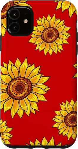 Vista 8 de Patrón de girasol en rojo vintage floral flor mujeres regalo caso para iPhone 17