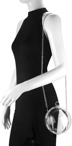 Vista 2 de Round Ball Clear Purse, Small Acrylic Box Evening Clutch Bag, Not Compatible with Phone