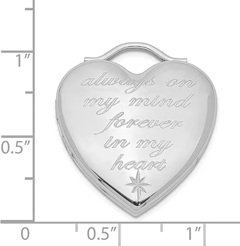 Vista 4 de Collar de plata de ley 925 con dije de cadena con texto en inglés "Always On My Mind Forever In Heart" con texto en inglés "Always On My Mind