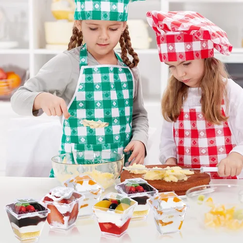 Vista 8 de JOLLY CHEF Paquete de 100 mini tazas de postre de 2 onzas con cucharas y tapas, taza cuadrada alta de plástico transparente para aperitivos