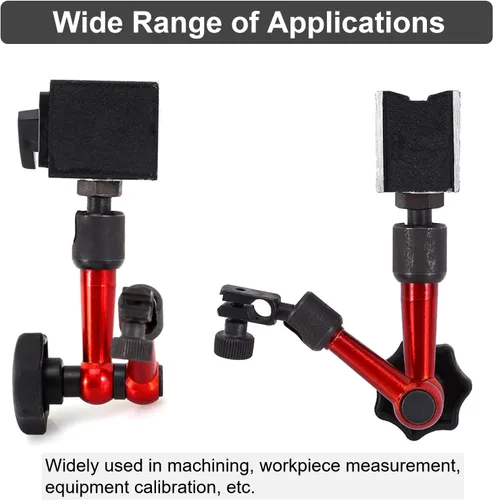 Vista 6 de KUIDAMOS Mini soporte de base magnética, base indicadora de dial, base magnética ajustable de 7.8 pulgadas con herramienta indicadora de tres
