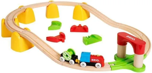Vista 3 de BRIO World 33710 - Mi primer tren de batería ferroviario Juego de 25 piezas de tren de madera para niños pequeños Incluye accesorios y pistas