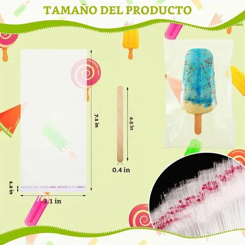 Vista 2 de Juego de 400 palos y bolsas, 300 bolsas transparentes y 100 palos de madera