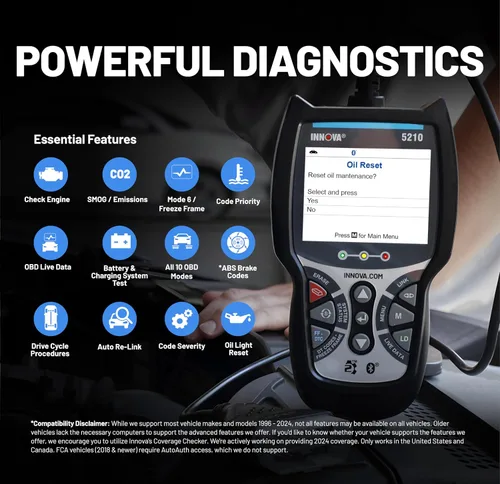 Vista 6 de Innova 5210 - Escáner OBD2 y lector de códigos de motor, probador de batería, datos en vivo, reinicio de aceite, herramienta de diagnóstico