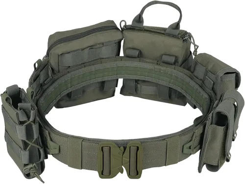 Vista 2 de YAKEDA Molle - Cinturón de batalla con accesorios – Cinturón táctico de combate Airsoft resistente (8 piezas)