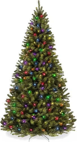Vista 9 de Best Choice Products Árbol de Navidad de abeto azul preiluminado, decoración artificial con bisagras completas, 100 luces incandescentes blancas