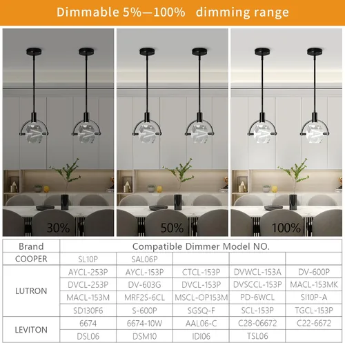 Vista 6 de Lámpara colgante de techo para isla de cocina, moderna mini luz colgante LED integrada, lámpara colgante de cristal en negro, dormitorio, comedor