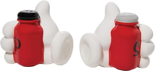 Vista 4 de Enesco Disney Ceramics Mickey Mouse - Juego de salero y pimentero esculpido, 3.54 pulgadas, multicolor