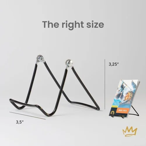 Vista 4 de KINGDOM SOLUTIONS HECHO EN EE.UU. Paquete de 2 caballetes ajustables de metal negro - Soporte para libros - Soporte de placa resistente para arte