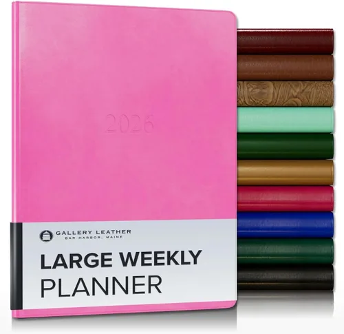 Vista 138 de Gallery Leather Planificador Semanal y Mensual Grande 2025-2026, Calendario Planificador y Cuaderno Elegantemente Encuadernado con Elegantes Bordes