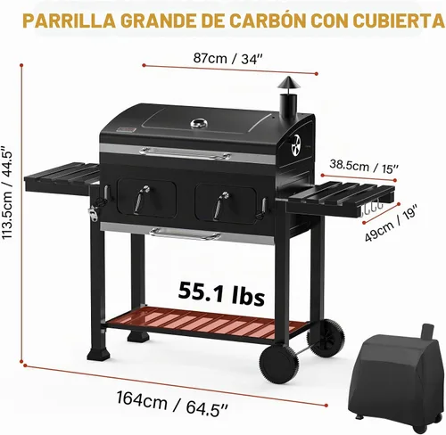 Vista 2 de ONLYFIRE GRILLS Parrilla grande de carbón para barbacoa de 64.5 pulgadas