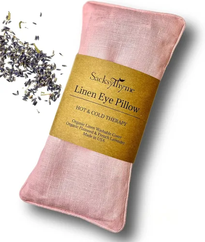 Vista 10 de Almohadilla para ojos de lino orgánico Sacksy Thyme - Lavanda y semillas de lino para relajación, yoga, alivio del estrés - Almohadilla térmica
