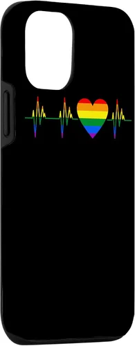 Vista 3 de iPhone 15 Pride Heartbeat Fun LGBTQ Gay Lesbian Orgulloso Soporte Gráfico Funda