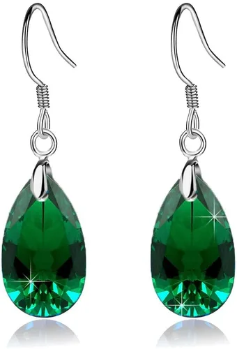 Vista 68 de Aretes colgantes de cristal austriaco con forma de lágrima para mujer, joyería hipoalergénica de plata de ley 925