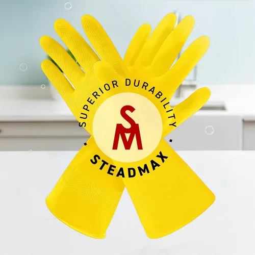 Vista 7 de SteadMax 3/6 Pairs Cleaning Gloves, Reusable Natural Rubber Dish Gloves, Non-Slip Gloves for Kitchen and Household