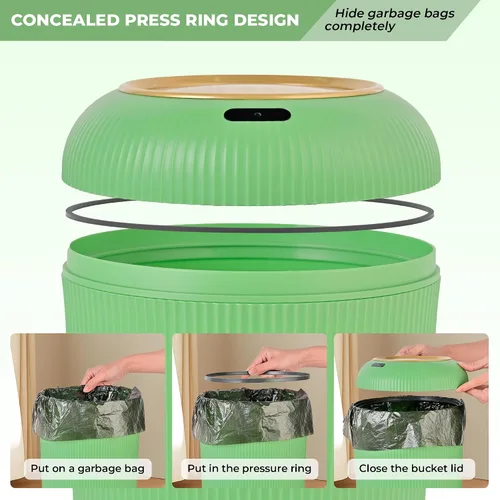 Vista 24 de Pukomc Papelera con sensor inteligente, conveniente e higiénico, fácil de usar, sensor de tecnología, impermeable, papelera de plástico para cocina