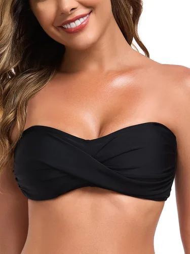 Vista 9 de Ocean Blues Bandeau - Top de natación sin tirantes Negro y blanco