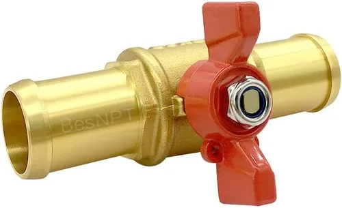 Vista 6 de Válvula de cierre de latón Válvula de bola de púa de manguera de 1" para aire de combustible de agua Interruptor rojo con resistencia da alta
