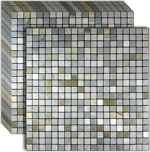 Vista 10 de 10 hojas de azulejos para salpicaduras de cocina, azulejos autoadhesivos, para pegar en tocadores de baño, decoración de chimenea, mesa de Mezcla