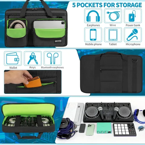 Vista 3 de IBVIVIC Bolsa para controlador de DJ, se adapta a DDJ-REV1/DDJ SR/SR2/Denon MC4000/Numark Mixtrack Pro FX/NVII/Mixstream Pro+/Mixstream Pro Go/NI
