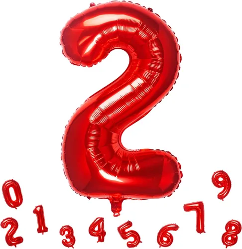 Vista 16 de Globos rojos de 32 pulgadas con el número 3 de aluminio, suministros de decoración de fiesta de cumpleaños (globo rojo del número 3)