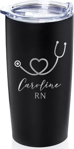 Vista 21 de Lifetime Creations Vaso de dentista personalizado grabado con tapa de 20 onzas (negro) – Regalo personalizado para dentista, taza de viaje de café