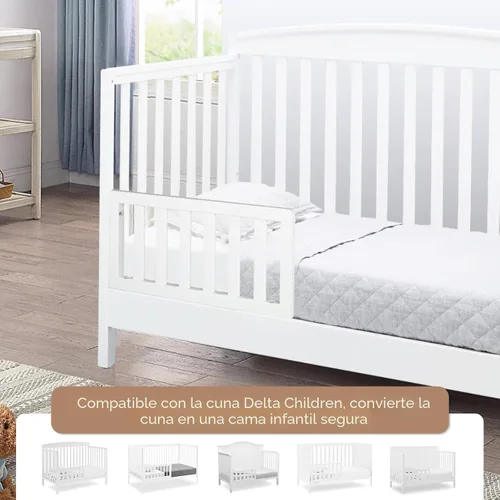 Vista 3 de Salcod Barandilla segura para niños pequeños compatible con cuna convertible Delta Children, riel de cuna para evitar que los niños pequeños se