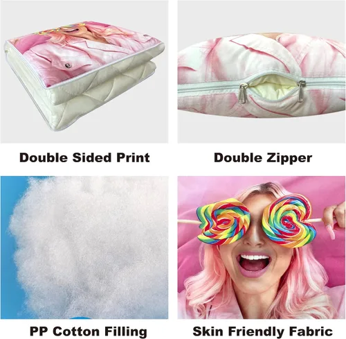 Vista 6 de Edredón de almohada con foto personalizada, almohada personalizada de doble uso, funda de almohada personalizada con imagen, almohadas decorativas