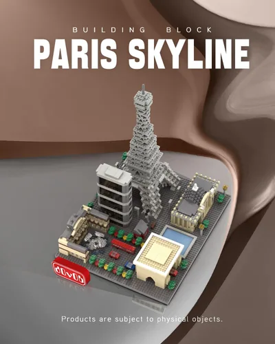 Vista 3 de dOvOb Architecture Paris Skyline Juego de Construcción de Micro Mini Bloques, 2324 Piezas de Ladrillos, Kit de Modelo de Colección de Rompecabezas