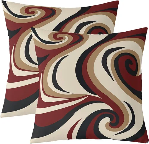 Vista 13 de Castle Fairy Juego de 2 fundas de almohada modernas con estampado de líneas geométricas de doble cara de 16 x 16 pulgadas, color gris, negro y rojo