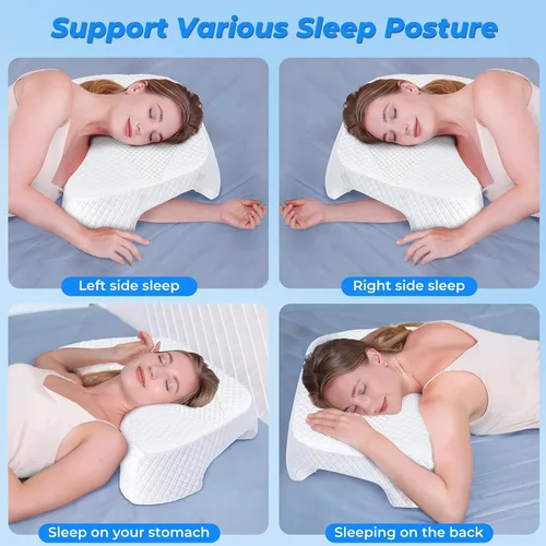 Vista 4 de SAHEYER Almohada para dormir de lado con orificio para el brazo, sistema de alivio de hombros con agujero de 3 brazos, almohada de espuma