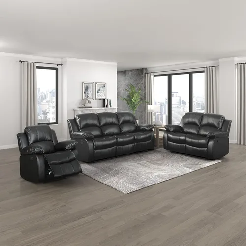 Vista 23 de Lexicon Humphreys Wall-Hugger - Juego de sala de estar reclinable manual, 2 piezas, color negro