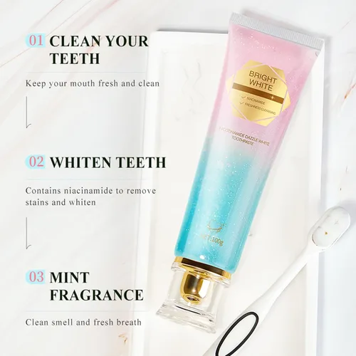 Vista 4 de Luvra - Pasta dental blanqueadora de niacinamida para adultos, blanqueamiento dental y eliminación profunda de manchas, combate el café, el té
