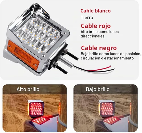 Vista 5 de Konrali Juego de 2 luces de señal de giro de pedestal LED de doble cara para remolque, lentes transparentes, 39 LED con viseras cromadas, luces