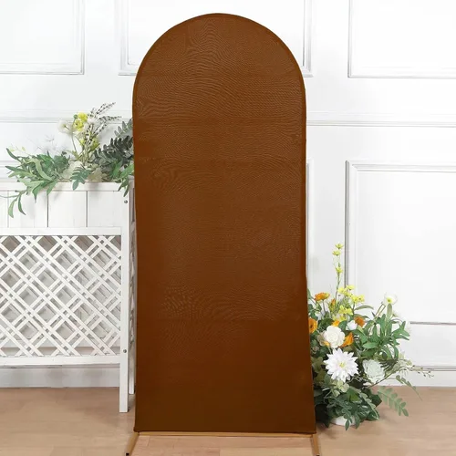 Vista 10 de Balsa Circle Cubierta de fondo de arco de boda con parte superior redonda de elastano mate de 5 pies para eventos, recepción, suministros de Desnudo