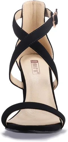 Vista 3 de IDIFU - Sandalia de tacón alto para mujeres con tirantes delgados, zapatos de vestir con correa al tobillo y punteras abiertas para damas de honor