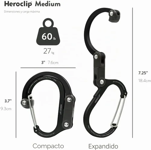 Vista 5 de GEAR AID HEROCLIP 360° Swivel Carabiner Gear Clip and Hook (Medium) for Camping, Backpack, Suitcases and Garage Organization