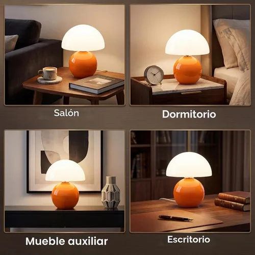 Vista 9 de Dawnwake Lámpara de Mesa con Forma de Hongo para Dormitorio, Lámparas Pequeñas de Escritorio para Mesita de Noche para Mesas de Noche de Sala