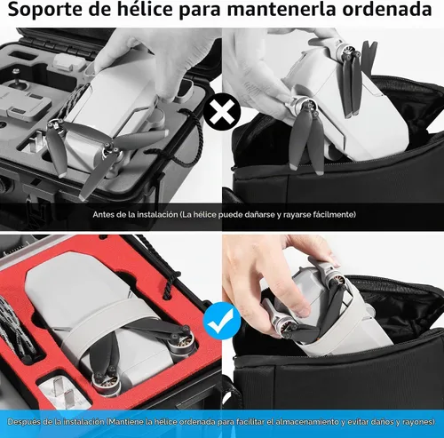 Vista 4 de FPVtosky Kit de accesorios 8 en 1 Mini 4K/2 SE, estuche rígido de doble capa, soporte para tableta, correa de cordón para el cuello, tren