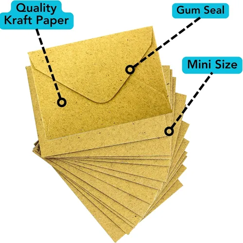 Vista 5 de Iconikal Sobres Kraft para ocasiones especiales, 4 x 2.75 pulgadas, 100
