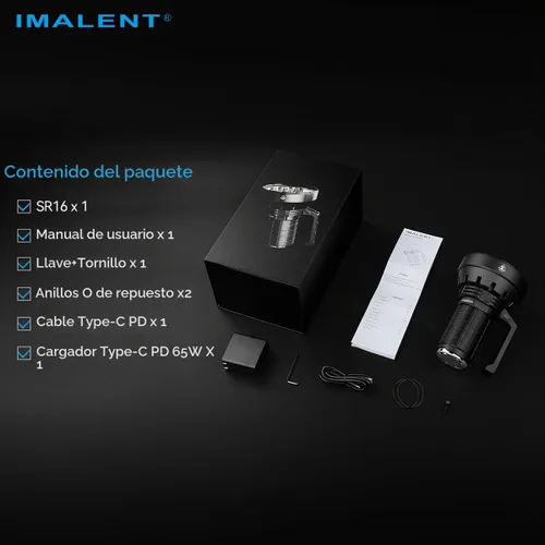 Vista 8 de IMALENT SR16 Linterna de largo alcance 55,000 lúmenes 5,627 pies Foco LED