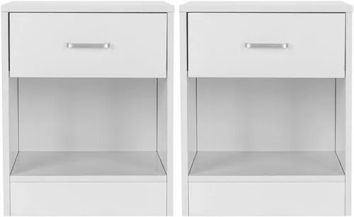 Vista 3 de Juego de 2 mesitas de noche con cajón de almacenamiento para el hogar, dormitorio, oficina