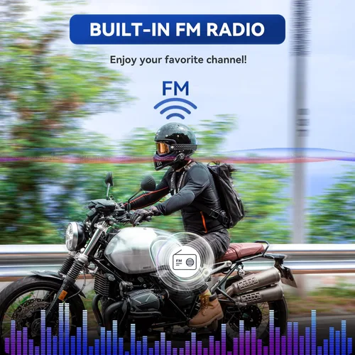 Vista 8 de LEXIN G2P Auriculares Bluetooth para Casco de Motocicleta, Sistemas de Comunicación de Intercomunicación en Grupo, Radio FM/ 6